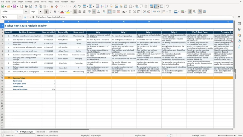 5 Whys Analysis – 5 Whys Excel – Free Template (2026)