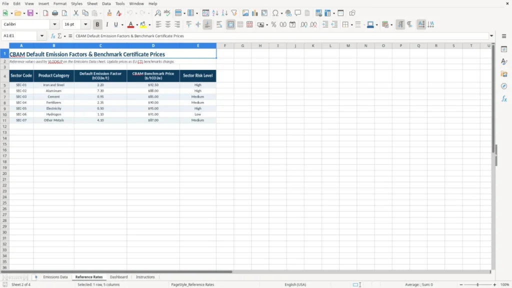 Reference Rates – CBAM Excel – Free Template (2026)