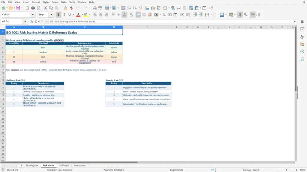 Risk Matrix – ISO 9001 Risk Assessment Excel – Free Template (2026)