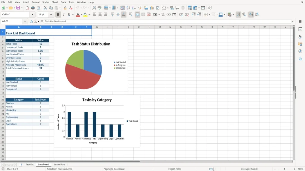 Dashboard – List Excel Template – Free Download (2026)