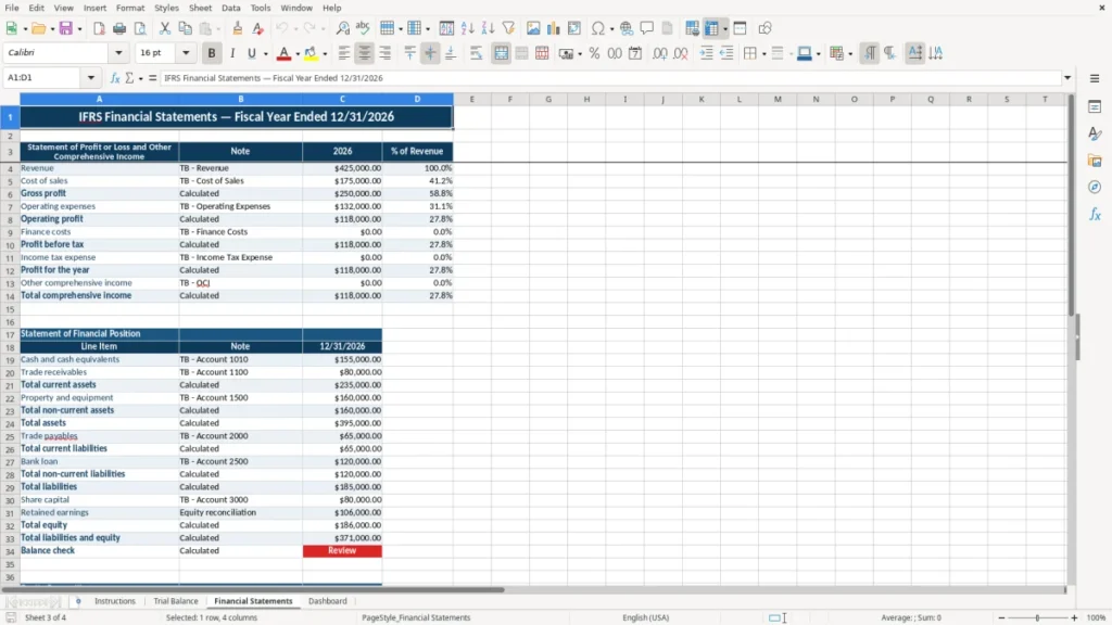 Financial Statements – IFRS Financial Statements Excel Template – Free (2026)
